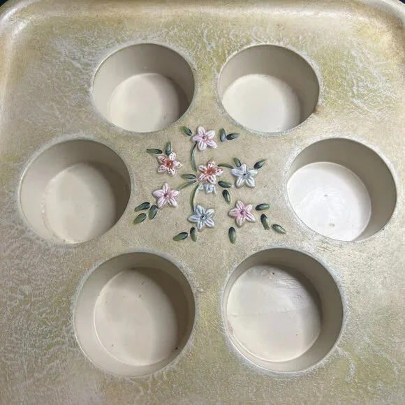 PartyLite P8014 Terrace Blossom Floral 3-Wick Multi Tealight Candle Holder 8.25" - Picture 5 of 10